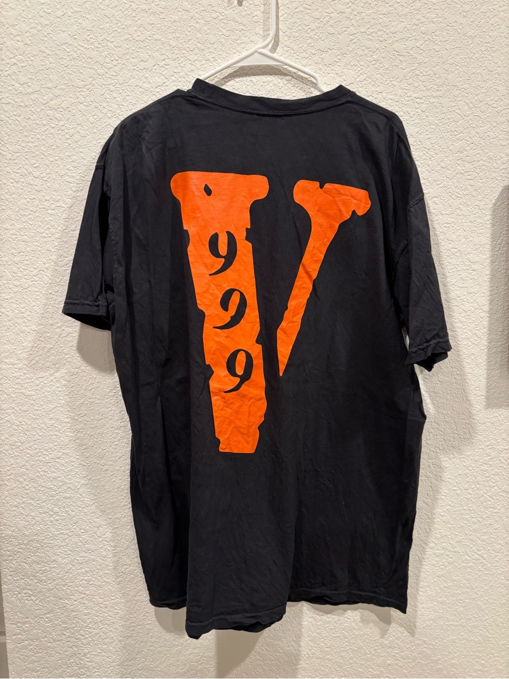 VLONE Black Short Sleeve Tee with Large Orange 'V' 1999 Back Print